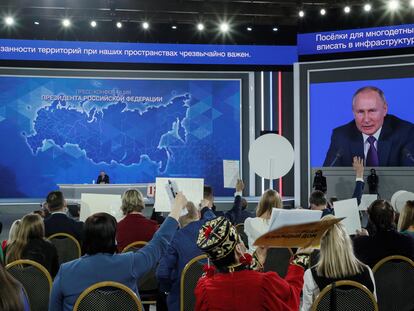 El presidente ruso, Vladímir Putin, durante una conferencia de prensa en diciembre de 2021.