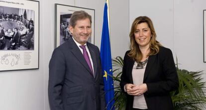 Susana D&iacute;az, y el comisario europeo de Pol&iacute;tica Regional, Johannes Hahn.