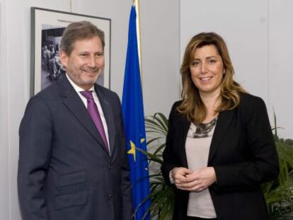 Susana D&iacute;az, y el comisario europeo de Pol&iacute;tica Regional, Johannes Hahn.