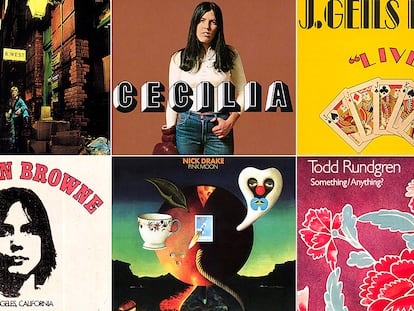 Discos que cumplen 50 años en 2022. Arriba, de izquierda a derecha, álbumes de David Bowie, Cecilia y J. Geils Band. Abajo, Jackson Browne, Nick Drake y Todd Rundgren.