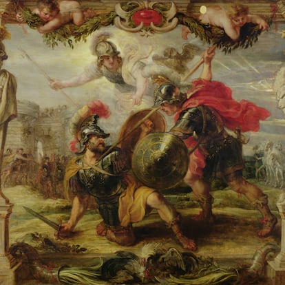 <i>Achilles Defeating Hector</i>, de Rubens, datada en 1630.