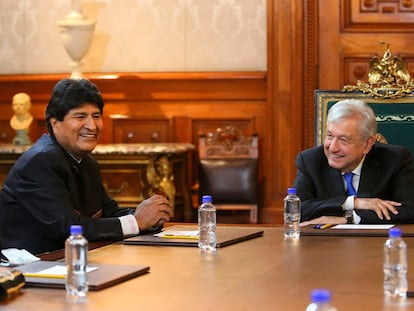 Evo Morales visita a López Obrador en Palacio Nacional, en octubre de 2021.