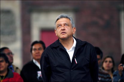 Andrés Manuel López Obrador, en un mitin en el Zócalo capitalino en septiembre de 2006. 