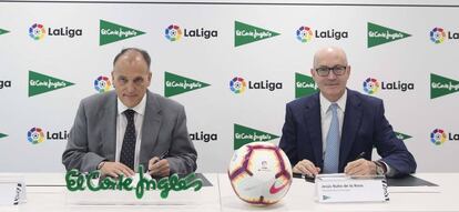 Javier Tebas, presidente de LaLiga, y Jes&uacute;s Nu&ntilde;o de la Rosa, presidente de El Corte Ingl&eacute;s-