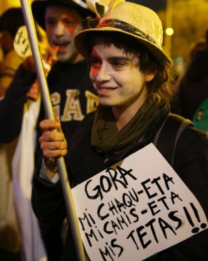 Una de las manifestantes en Madrid.