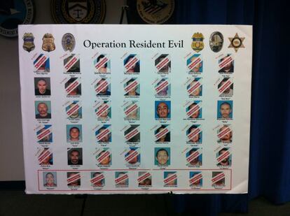 Cuadro del FBI con los detenidos en la operación contra los Hazard.