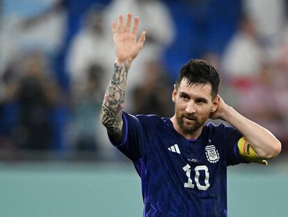 Lionel Messi celebra la victoria de Argentina ante Polonia este miércoles.