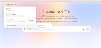 Elegir uso de modelos en ChatGPT