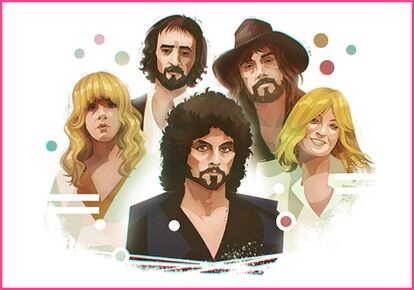 Ilustración de Fleetwood Mac creada por Carlos Lerma para 'Song Exploder'.