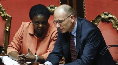 Cecile Kyenge con el primer ministro Enrico Letta.