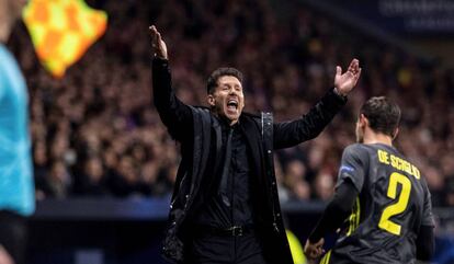 El entrenador del Atlético de Madrid, Diego Pablo Simeone, durante el partido ante el Juventus en la ida de octavos de final de la Liga de Campeones.