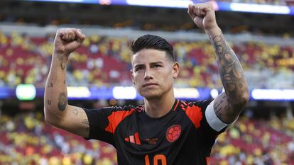 Santa Clara (United States), 02/07/2024.- Colombia midfielder James Rodriguez walks off the field at the end of the CONMEBOL Copa America 2024 group D soccer match between Brazil and Colombia, in Santa Clara, California, USA, 02 July 2024. (Brasil) EFE/EPA/JOHN G. MABANGLO
