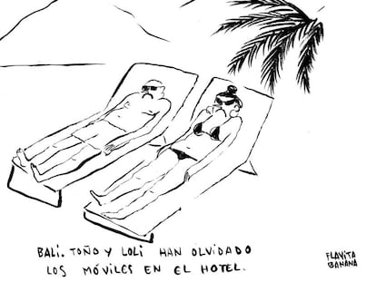 Bali. Toño and Loli accidentally left their cellphones back at the hotel.