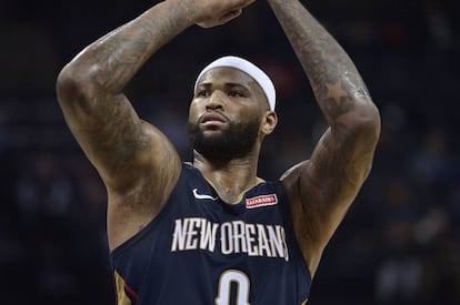 El pívot 'All-Star' DeMarcus Cousins, nuevo fichaje de los Golden State Warriors, durante un partido en enero.