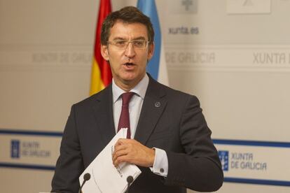 Feijóo durante la rueda de prensa