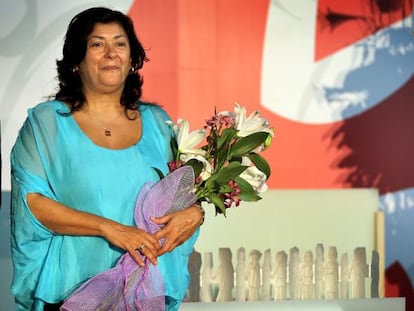 Almudena Grandes, en el acto de entrega del premio de la UGT.