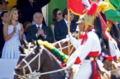 Presidente Michel Temer e a primeira-dama, Marcela, durante desfile da independência em Brasília. 