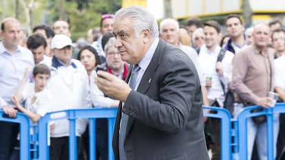 El expresidente del Real Madrid, Lorenzo Sanz, en mayo de 2016 en Madrid.