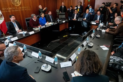 Junta de Coordinación Política, discuten el "plan B" de la reforma electoral, en el Senado, el pasado 10 de febrero.