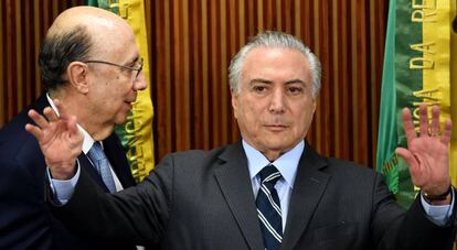 Meirelles e Temer em Bras&iacute;lia.