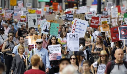 Marcha contra Trump en Londres, en contra de la visita del presidente estadounidense a Reino Unido.