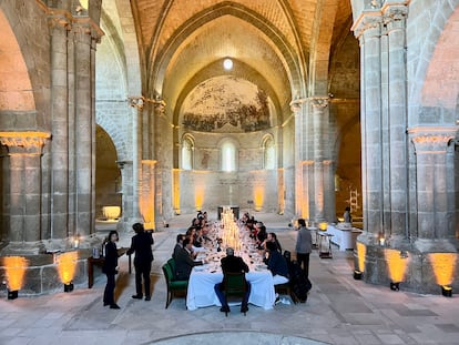 El ambiente de la comida en Abadía Retuerta (Valladolid).