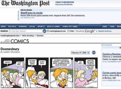 Viñeta de Doonesbury, cuyo autor es Garry Trudeau, en la edición digital de 'The Washington Post'