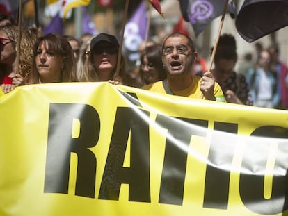 Manifestación de profesores en Barcelona la semana pasada