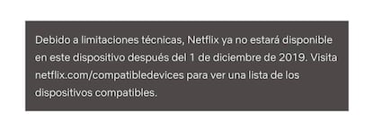 Mensaje de error de Netflix.