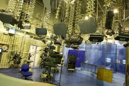 Un plató de la Televisión de Galicia en su edificio central de San Marcos, en Santiago