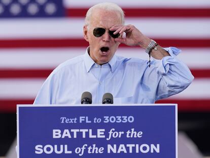 El candidato demócrata Joe Biden, este jueves en Coconut Creek, Florida.