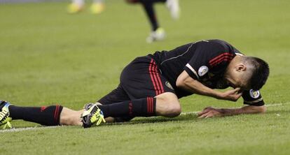 Oribe Peralta, tras concluir el partido. 