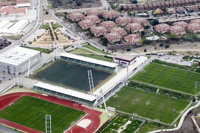 Vista a&eacute;rea de la Ciudad del F&uacute;tbol de Las Rozas.