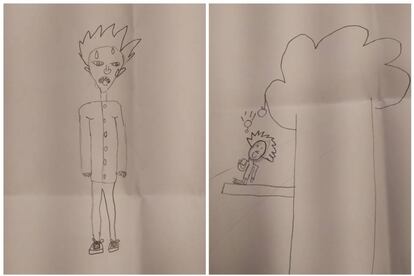 Los dibujos de Pablo (a la izquierda) y Jaime (a la derecha) de "alguien que hace ciencia".