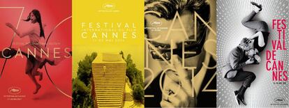 Los carteles de algunas de las últimas ediciones de Cannes.