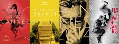 Los carteles de algunas de las últimas ediciones de Cannes.