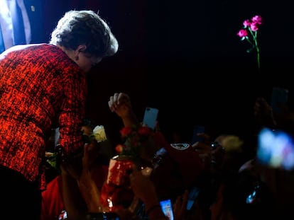 Rousseff, em ato em Brasília na véspera do julgamento.