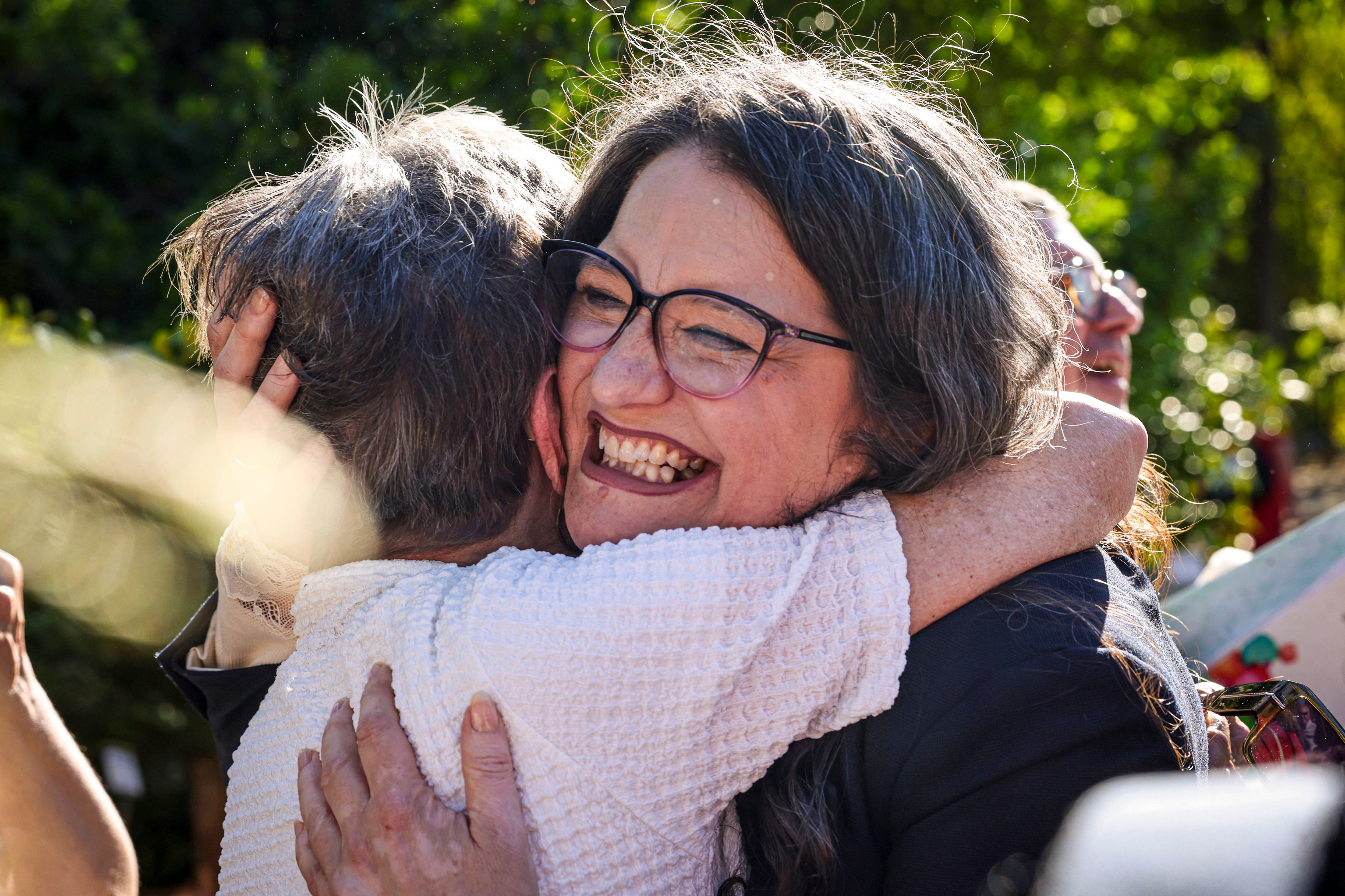 Mónica Oltra, durante el encuentro del pasado jueves en el Botánico de Valencia.