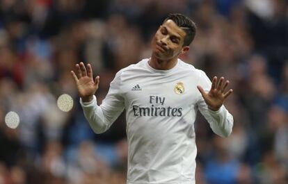 Cristiano Ronaldo se niega a celebrar su gol, el 1-0 conseguido en el segundo penalti que pateó contra la Real Sociedad.