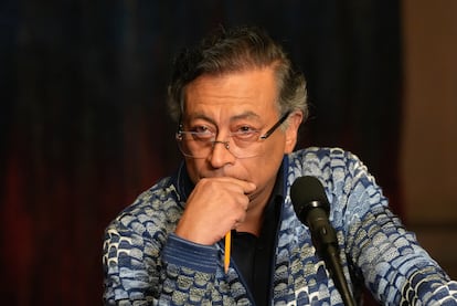 El mandatario colombiano, Gustavo Petro, durante una alocución presidencial este martes, en Bogotá