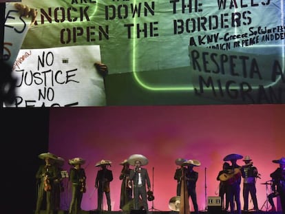 Carteles contra Trump durante el Festival Internacional de Cine de Guadalajara (M&eacute;xico).