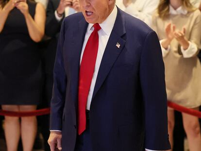 Republican presidential candidate and former U.S. President Donald Trump attends a press conference, the day after a guilty verdict in his criminal trial over charges that he falsified business records to conceal money paid to silence porn star Stormy Daniels in 2016, at Trump Tower in New York City, U.S., May 31, 2024. REUTERS/Brendan McDermid