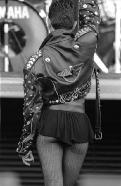 Ana Torroja durante una actuación de Mecano en el Parque de Atracciones de Madrid, en agosto de 1989.