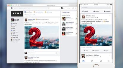 Una imagen de la nueva red social Facebook at work.