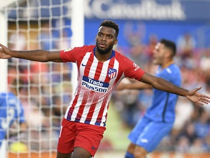 Lemar celebra el 0-2 del Atlético en Getafe