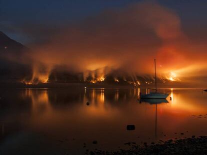 Una imagen del incendio forestal de 2015 en la provincia de Chubut.