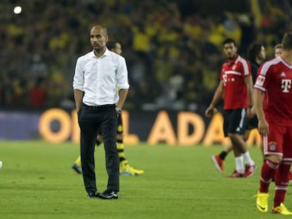 Josep Guardiola, rodeado de jugadores del Bayern