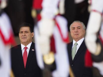 Os presidentes Cartes e Temer, no Palácio do Planalto.