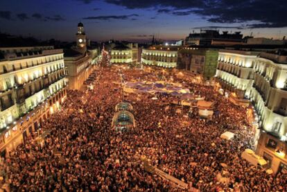 Vista de la Puerta del Sol a última hora de la tarde de ayer.