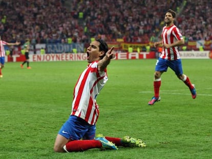 Falcao celebra su segundo gol en la final de ayer